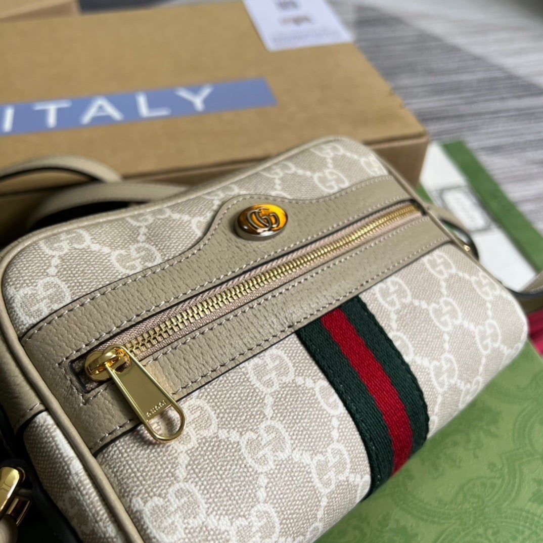 1:1 Replica Gucci Ophidia Mini GG Bag Beige And Ebony GG Supreme Canvas, With Beige For Women 7in/17.5cm GG - Image 5