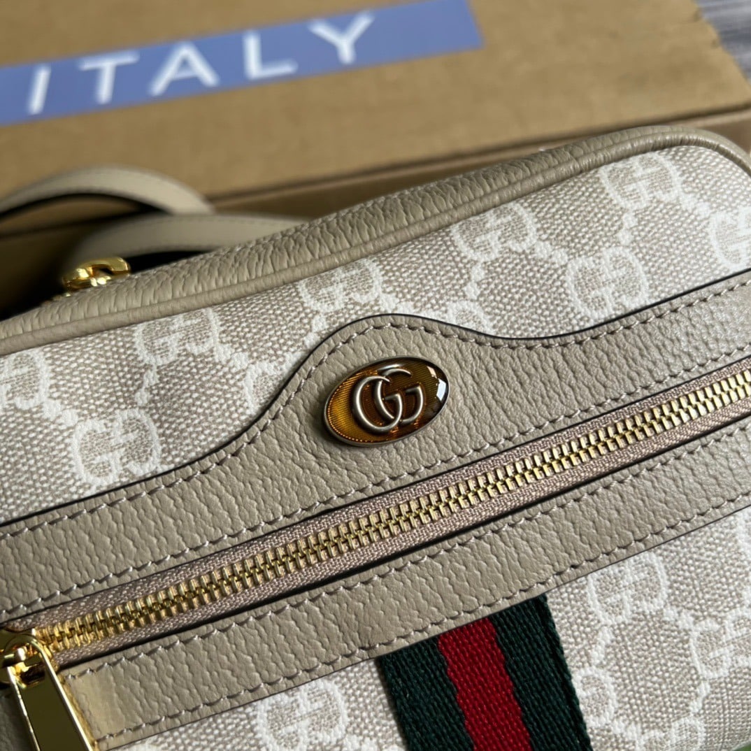 1:1 Replica Gucci Ophidia Mini GG Bag Beige And Ebony GG Supreme Canvas, With Beige For Women 7in/17.5cm GG - Image 4