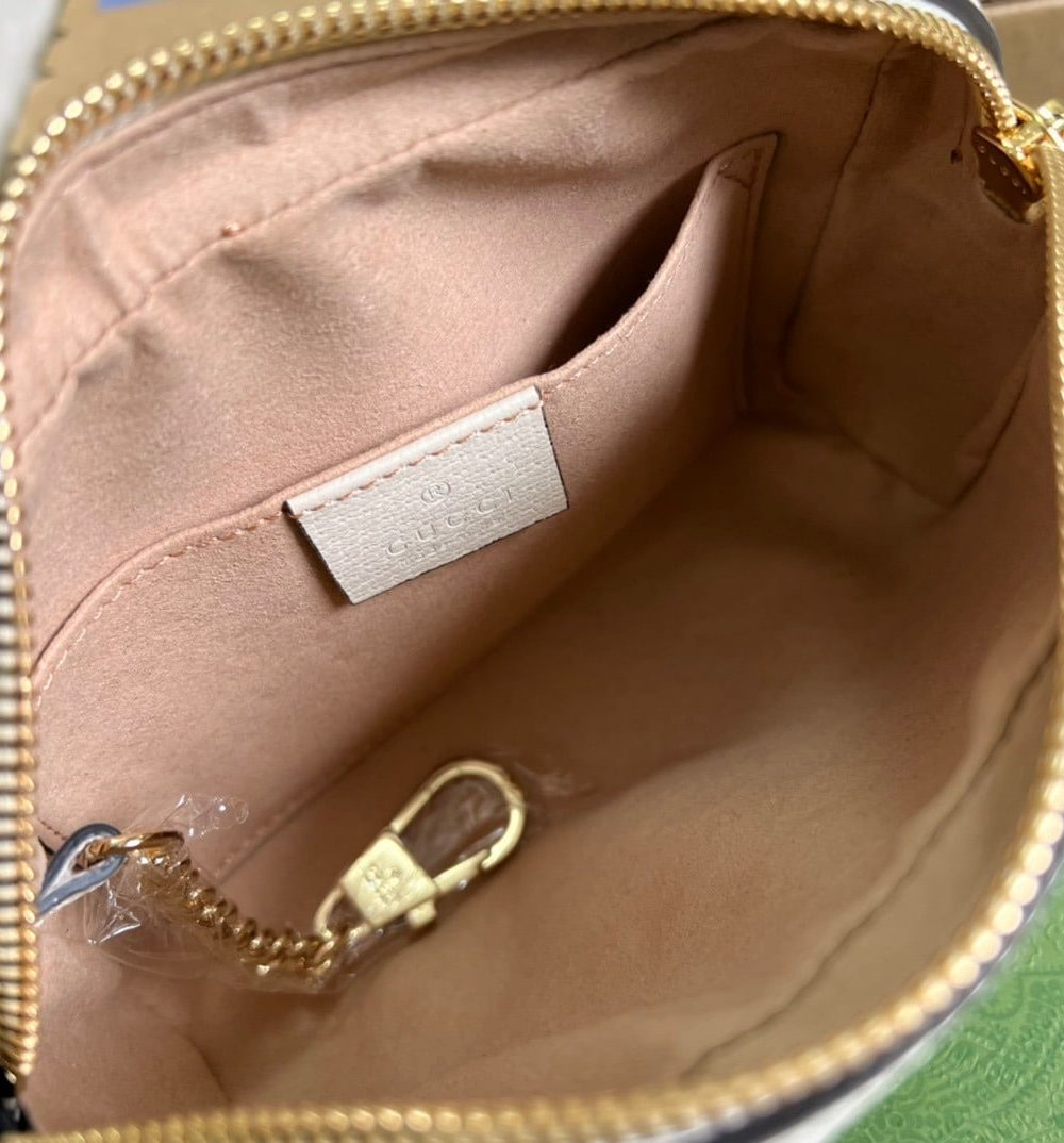 1:1 Replica Gucci Ophidia Mini GG Bag Beige And Ebony GG Supreme Canvas, With White For Women  7in/17.5cm GG 517350 96IWS 9794