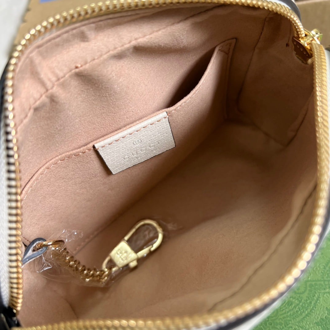 1:1 Replica Gucci Ophidia Mini GG Bag Beige And Ebony GG Supreme Canvas, With White For Women 7in/17.5cm GG 517350 96IWS 9794 - Image 8