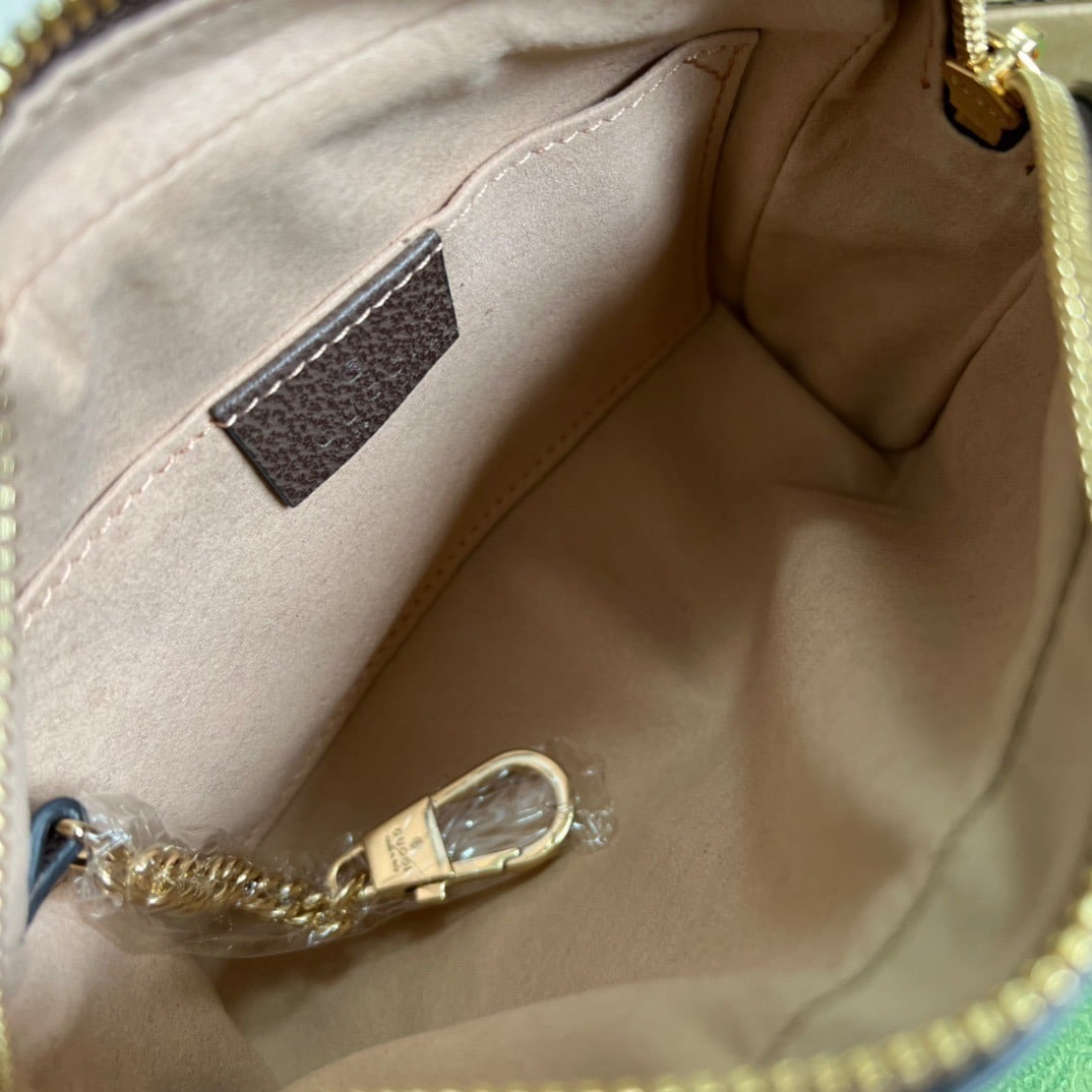 1:1 Replica Gucci Ophidia Mini GG Bag Beige/Ebony GG Supreme Canvas With Brown For Women 7in/17.5cm GG 517350 96IWS 8745 - Image 5