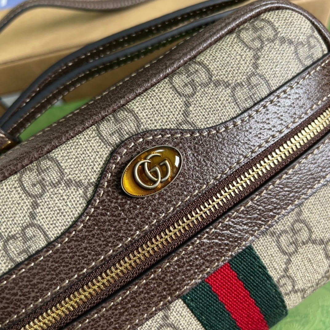1:1 Replica Gucci Ophidia Mini GG Bag Beige/Ebony GG Supreme Canvas With Brown For Women 7in/17.5cm GG 517350 96IWS 8745 - Image 4