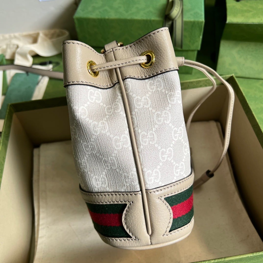 1:1 Replica Gucci Ophidia Mini GG Bucket Bag White For Women, Women's Bags 7.5in/19cm GG - Image 6