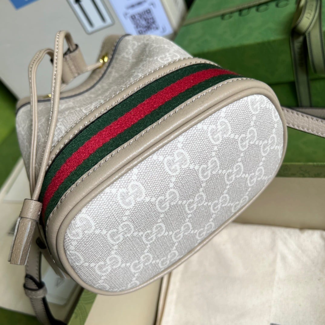 1:1 Replica Gucci Ophidia Mini GG Bucket Bag White For Women, Women's Bags 7.5in/19cm GG - Image 3