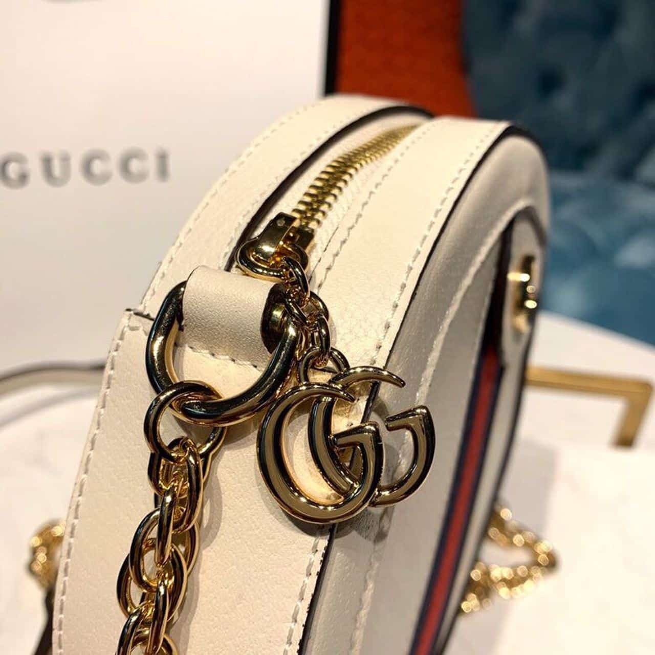 1:1 Replica Gucci Ophidia Mini GG Round Shoulder Bag White For Women 7in/18cm GG - Image 4