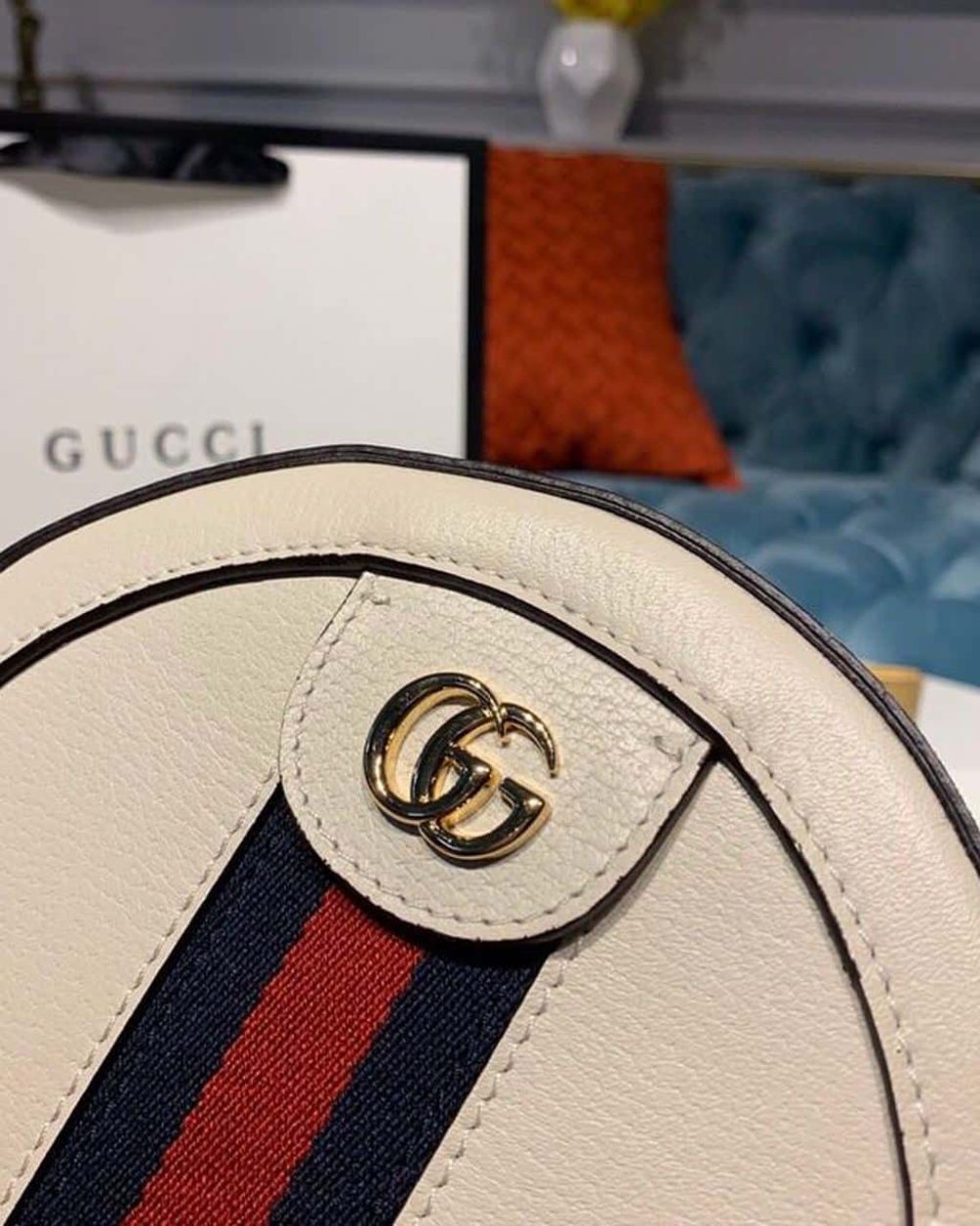 1:1 Replica Gucci Ophidia Mini GG Round Shoulder Bag White For Women 7in/18cm GG