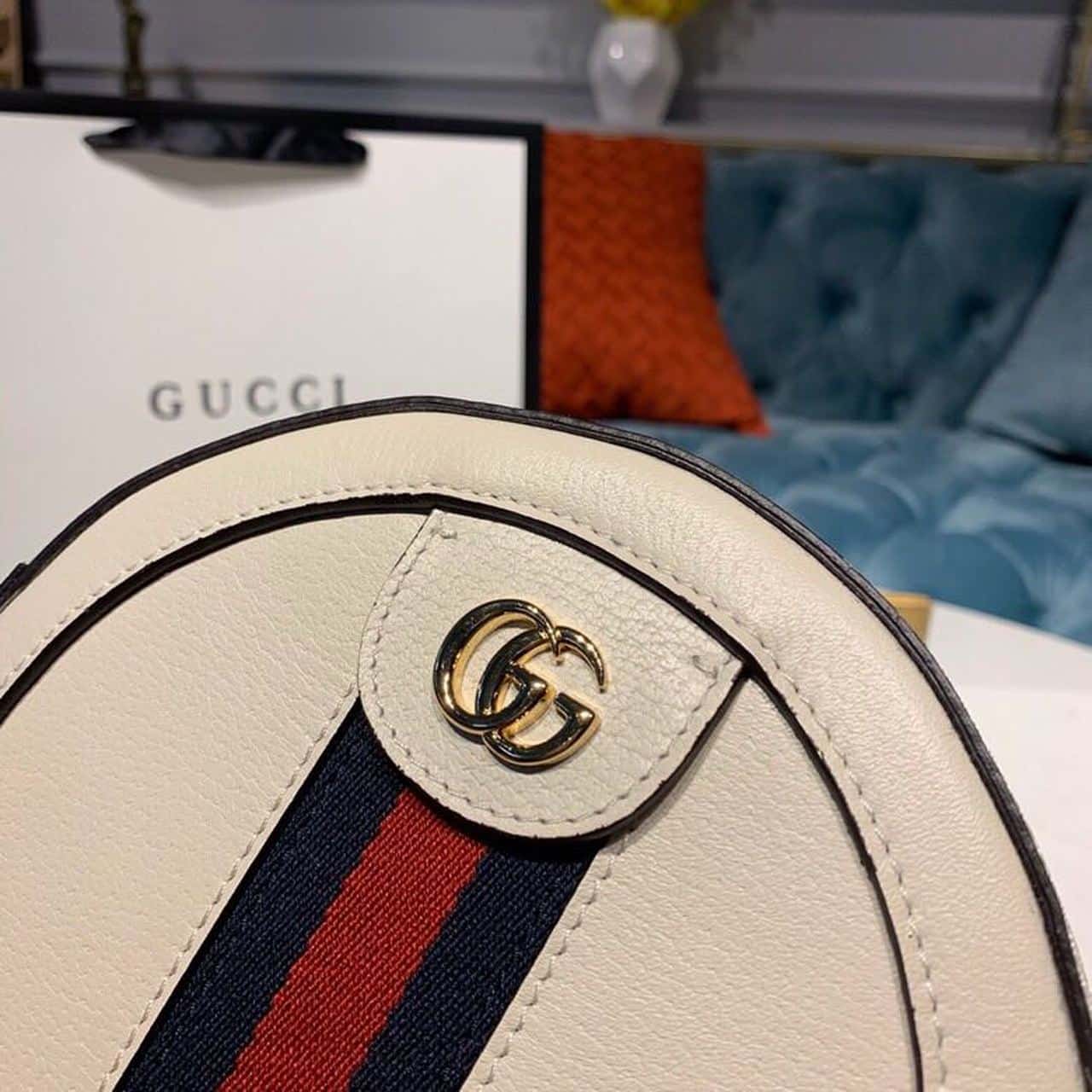 1:1 Replica Gucci Ophidia Mini GG Round Shoulder Bag White For Women 7in/18cm GG - Image 6
