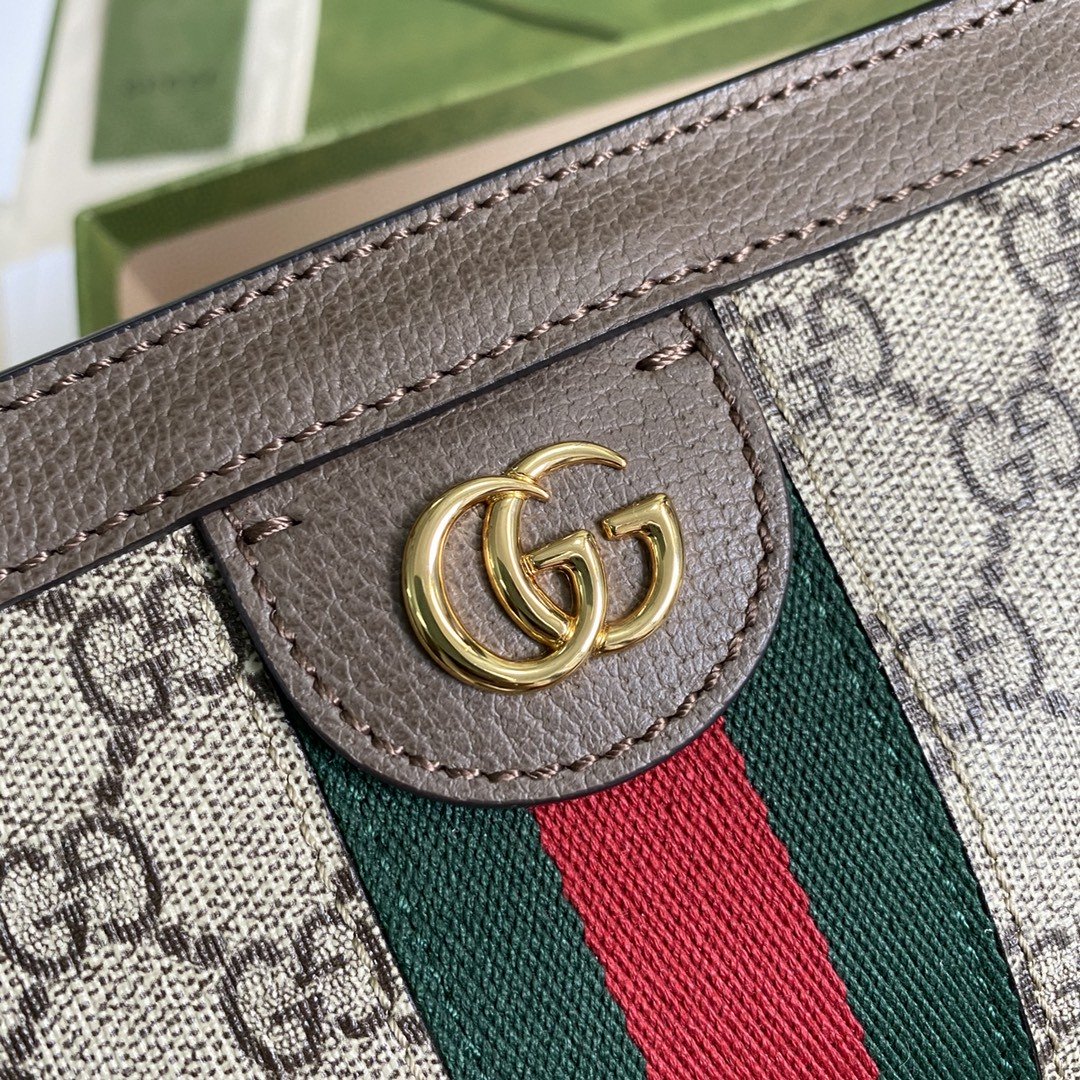 1:1 Replica Gucci Ophidia Mini Shoulder Bag Beige/Ebony GG Supreme Canvas Green And Red Web Detail Brown For Women 7.5in/19cm GG 602676 K05NB 8745 - Image 2