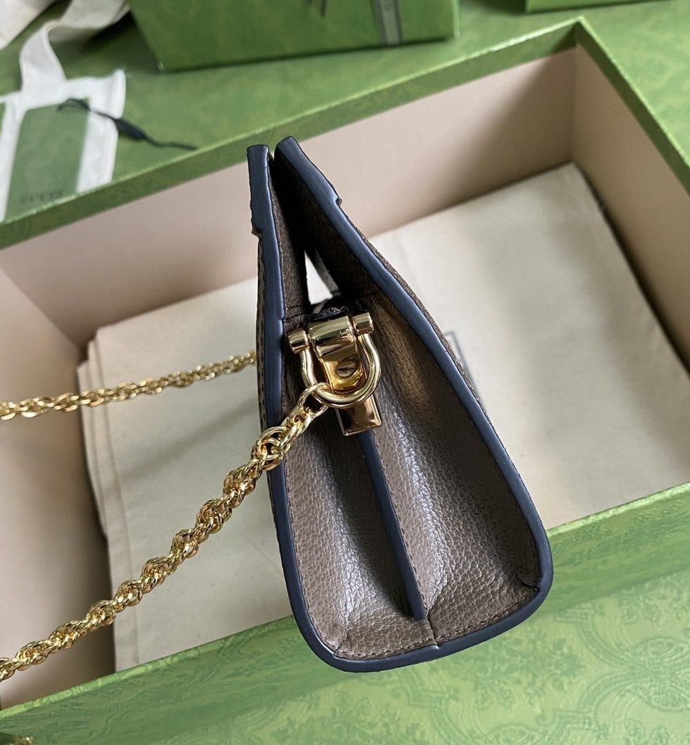 1:1 Replica Gucci Ophidia Mini Shoulder Bag Beige/Ebony GG Supreme Canvas Green And Red Web Detail Brown For Women 7.5in/19cm GG 602676 K05NB 8745
