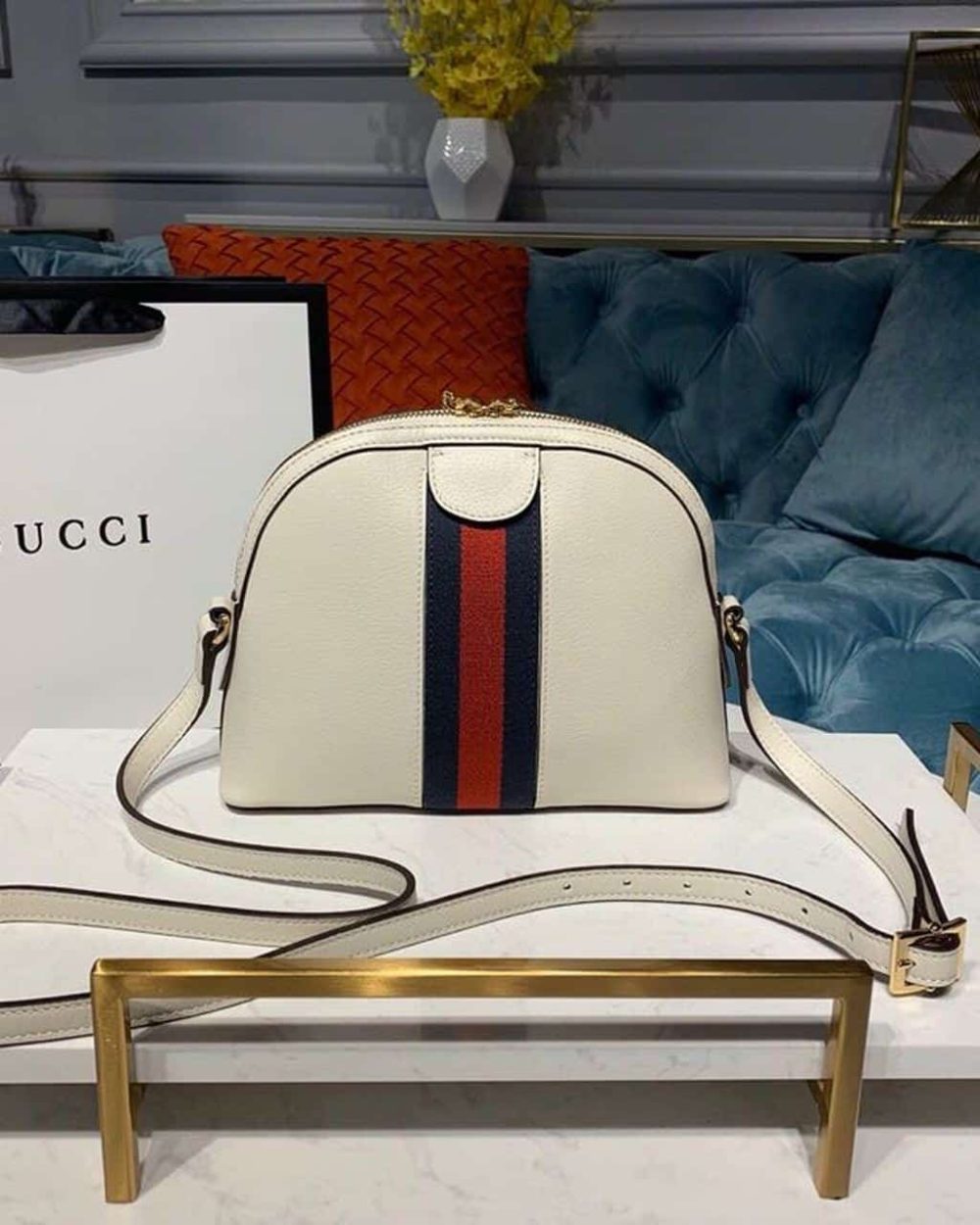 1:1 Replica Gucci Ophidia Shoulder Bag White 9in/24cm