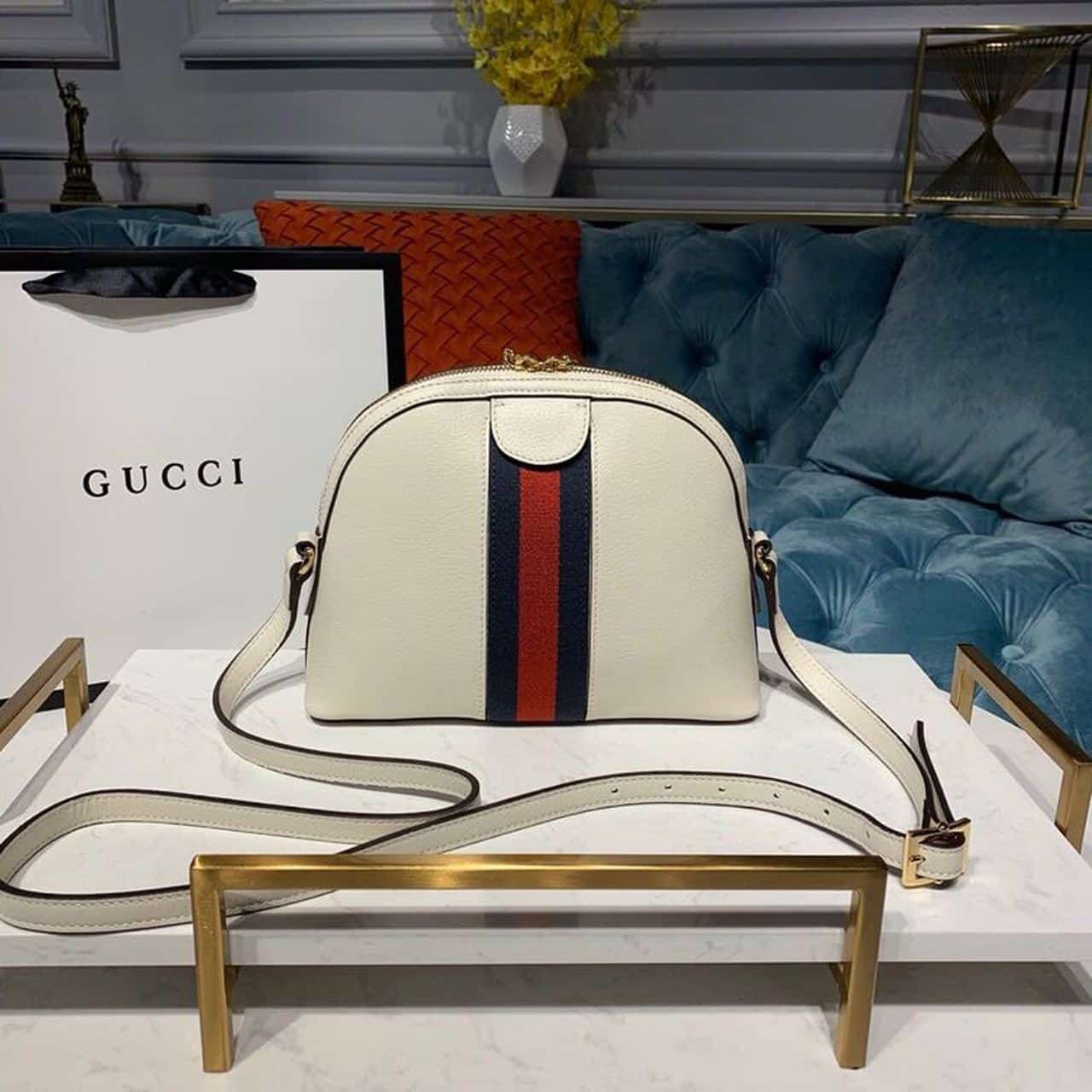 1:1 Replica Gucci Ophidia Shoulder Bag White 9in/24cm - Image 3