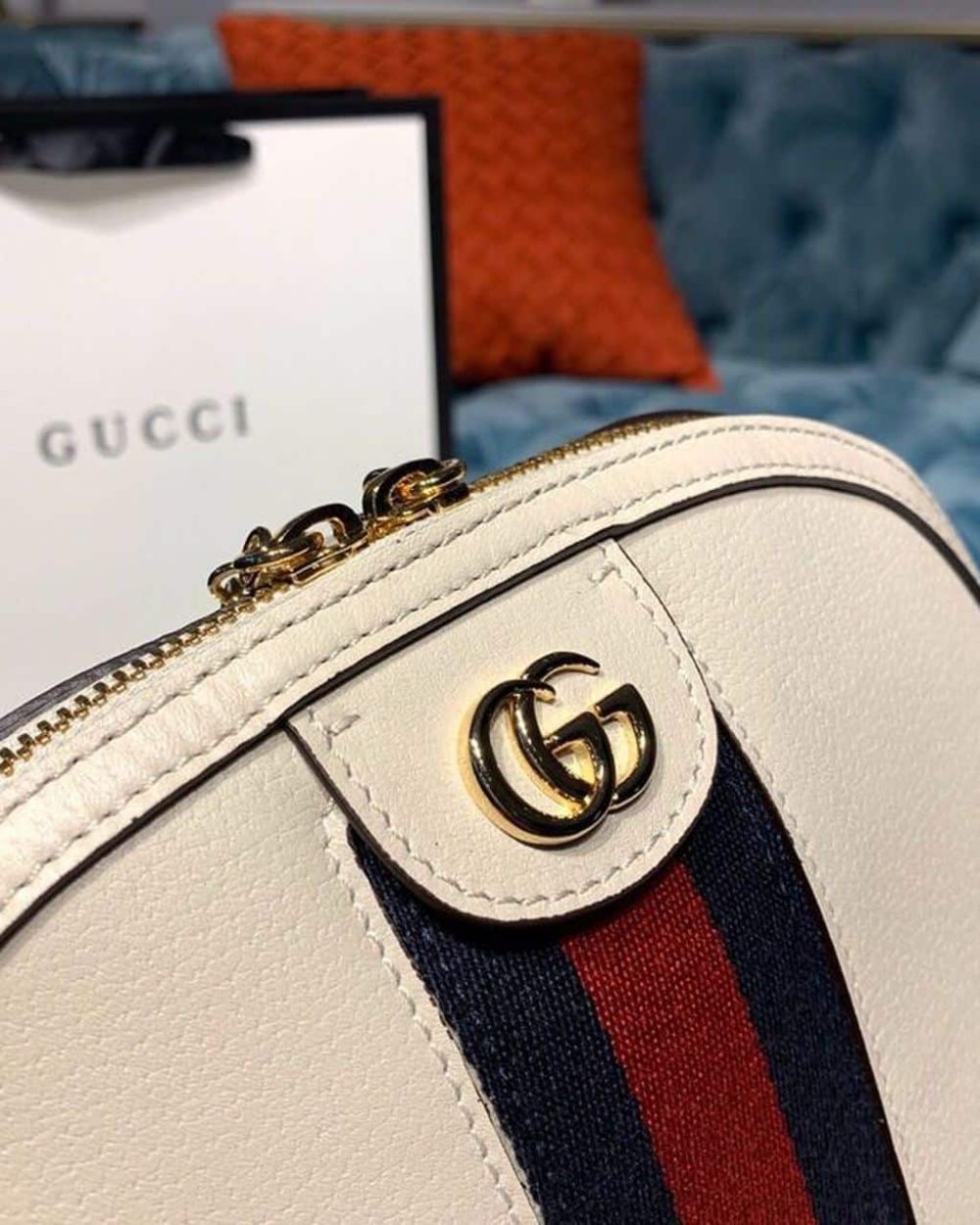 1:1 Replica Gucci Ophidia Shoulder Bag White 9in/24cm