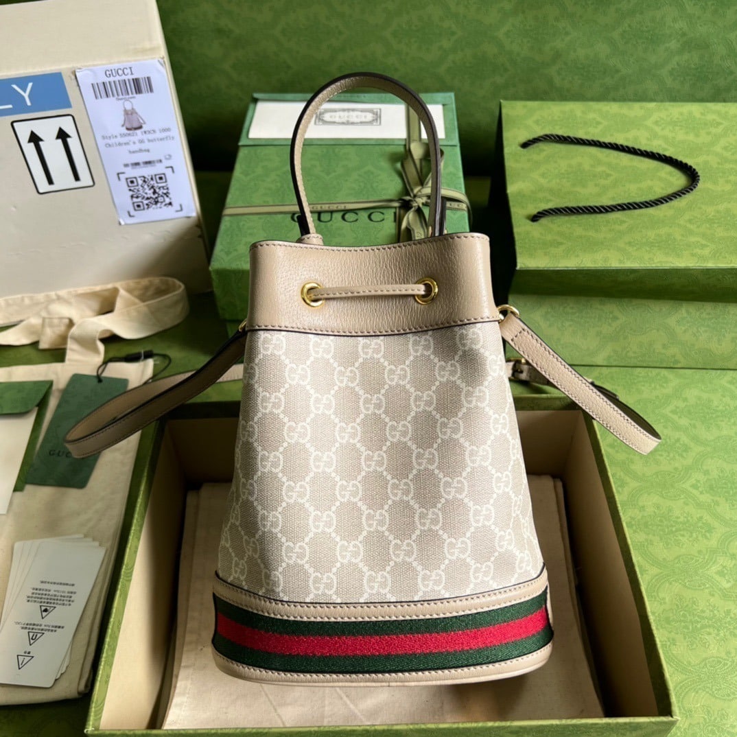 1:1 Replica Gucci Ophidia Small GG Bucket Bag White For Women, Women's Bags 10in/25cm GG - Image 8