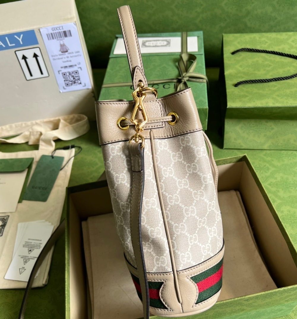 1:1 Replica Gucci Ophidia Small GG Bucket Bag White For Women, Women's Bags 10in/25cm GG ‎