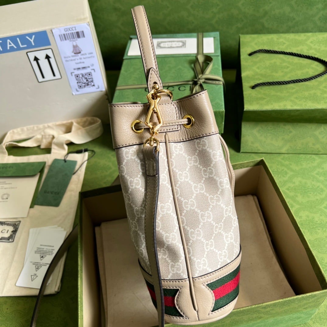 1:1 Replica Gucci Ophidia Small GG Bucket Bag White For Women, Women's Bags 10in/25cm GG - Image 5