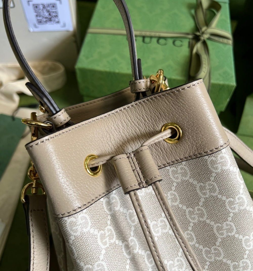 1:1 Replica Gucci Ophidia Small GG Bucket Bag White For Women, Women's Bags 10in/25cm GG ‎