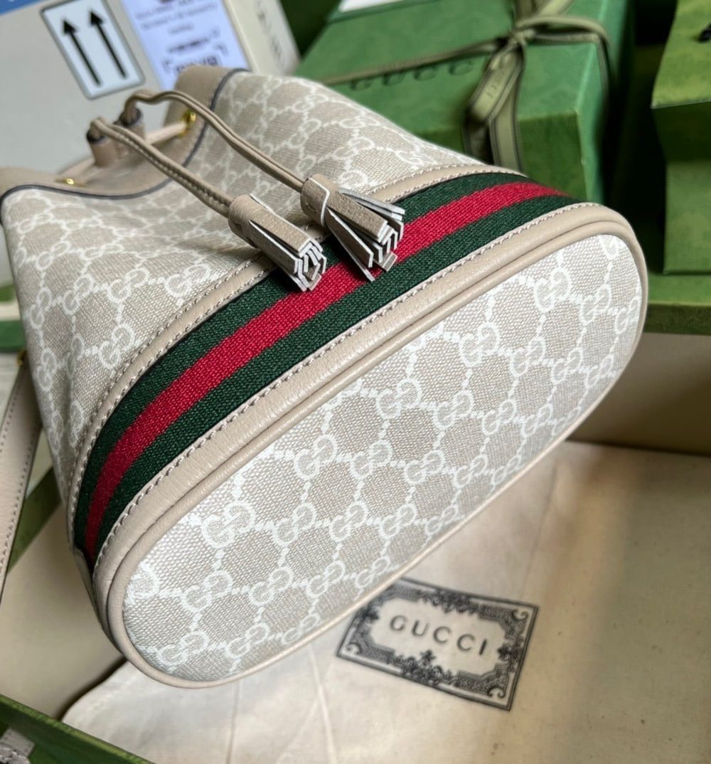 1:1 Replica Gucci Ophidia Small GG Bucket Bag White For Women, Women's Bags 10in/25cm GG ‎