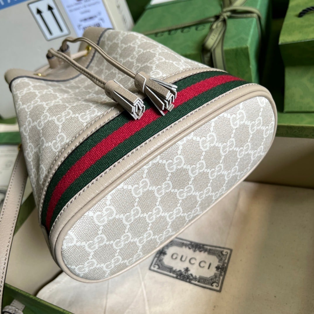 1:1 Replica Gucci Ophidia Small GG Bucket Bag White For Women, Women's Bags 10in/25cm GG - Image 6