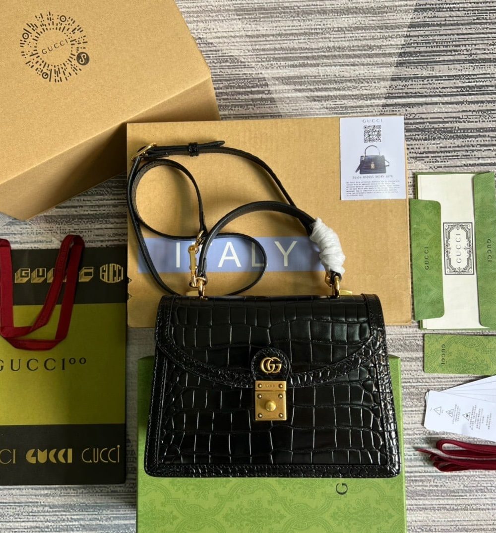 1:1 Replica Gucci Ophidia Small GG Top Handle Bag Balck For Women, Women's Bags 9.8in/25cm GG
