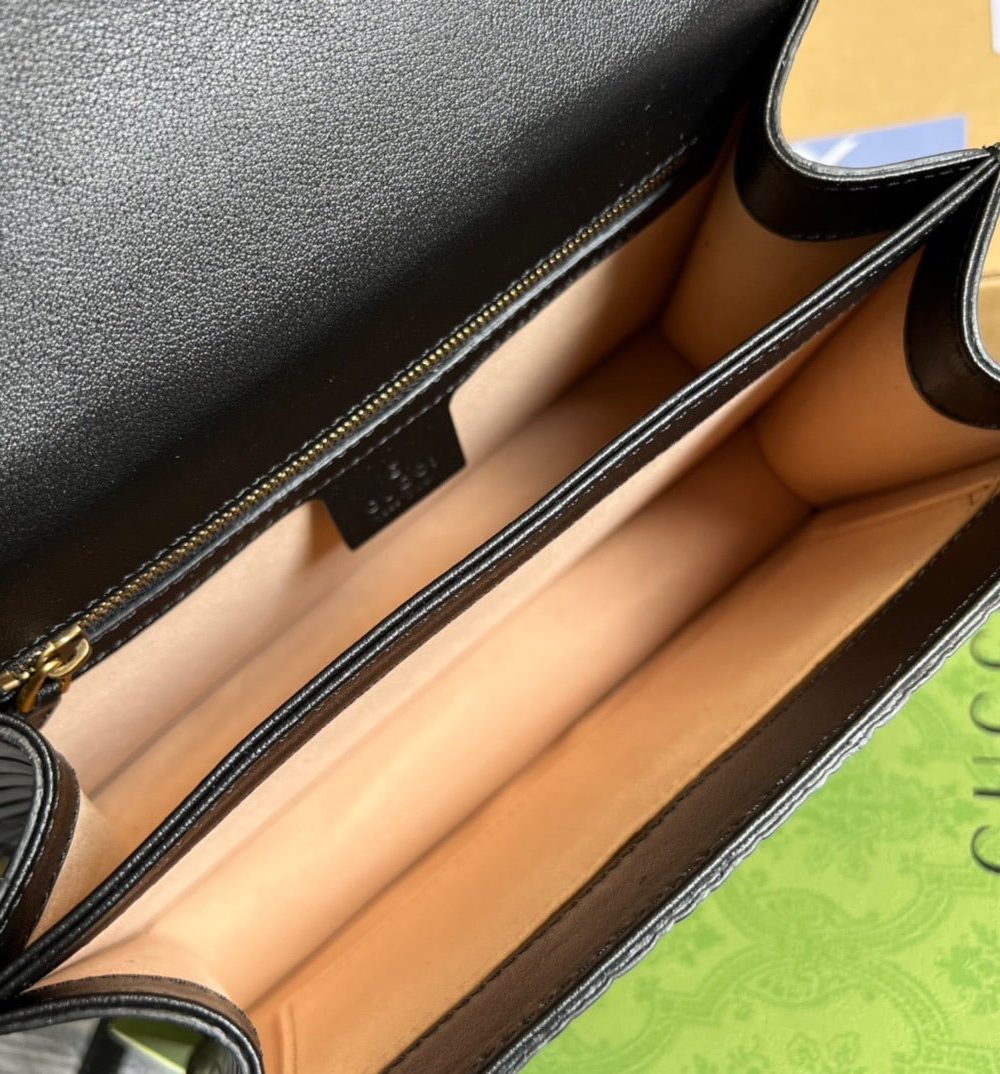 1:1 Replica Gucci Ophidia Small GG Top Handle Bag Balck For Women, Women's Bags 9.8in/25cm GG