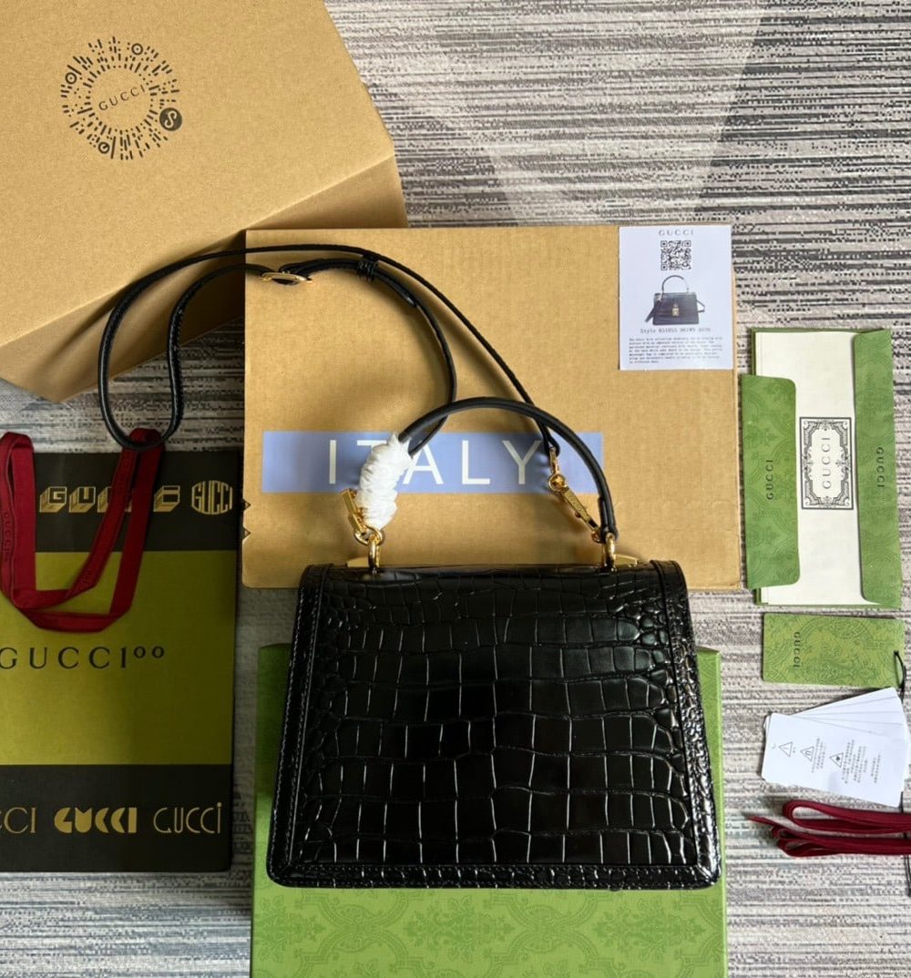 1:1 Replica Gucci Ophidia Small GG Top Handle Bag Balck For Women, Women's Bags 9.8in/25cm GG