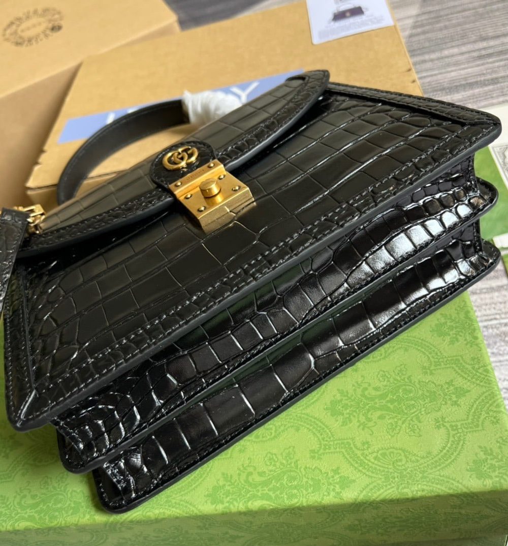 1:1 Replica Gucci Ophidia Small GG Top Handle Bag Balck For Women, Women's Bags 9.8in/25cm GG
