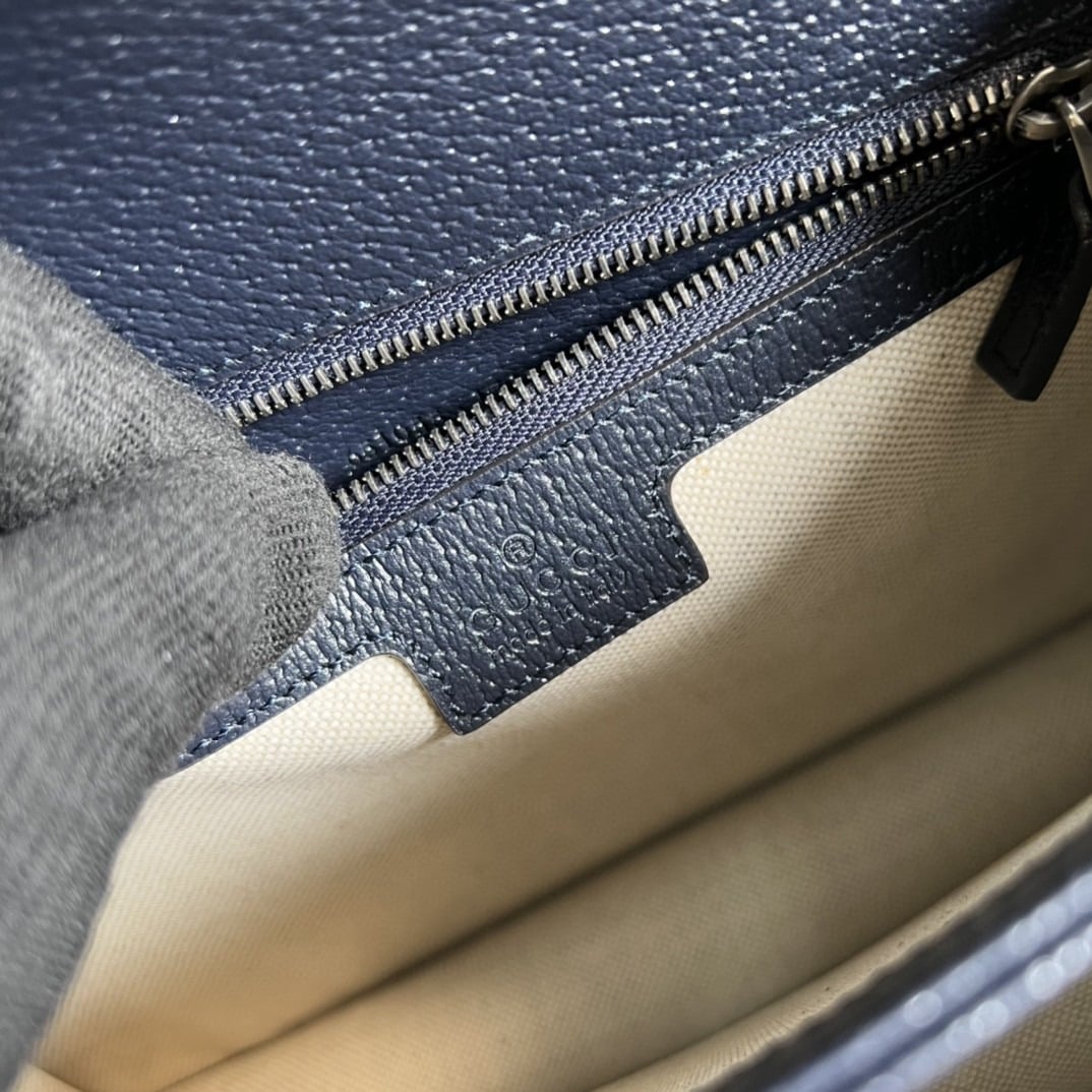 1:1 Replica Gucci Ophidia Small Top Handle Bag Beige And Blue GG Supreme Canvas For Women 10in/25cm 651055 96IWN 4076 - Image 4