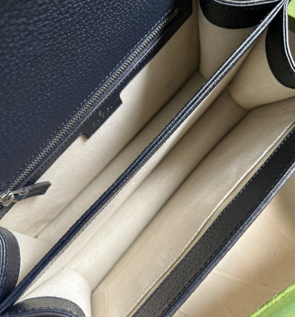 1:1 Replica Gucci Ophidia Small Top Handle Bag Beige And Blue GG Supreme Canvas  For Women 10in/25cm 651055 96IWN 4076