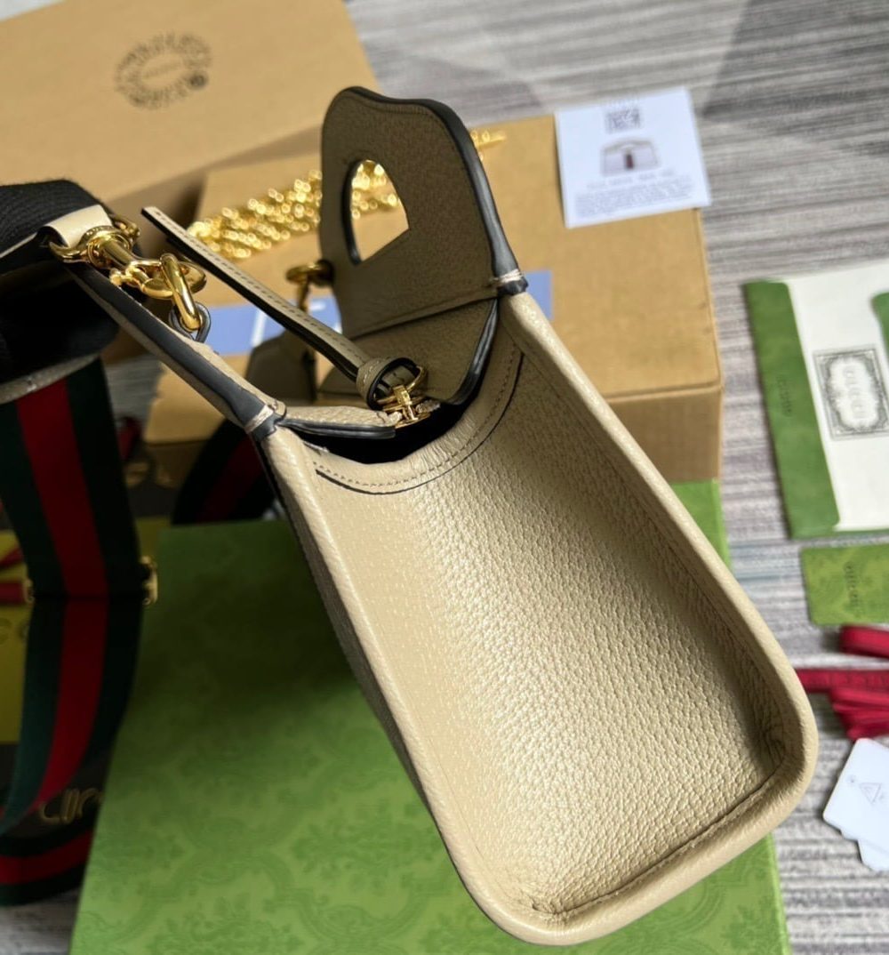 1:1 Replica Gucci Ophidia Small Tote With Web Beige For Women, Women's Bags 10in/26cm GG