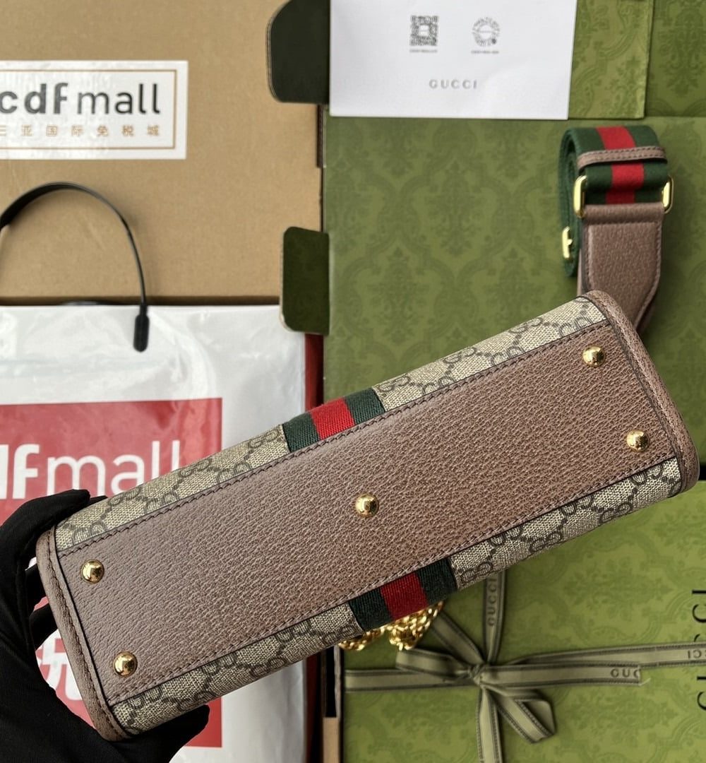 1:1 Replica Gucci Ophidia Small Tote With Web Black For Women 10in/26cm GG 693724 96IWO 8745