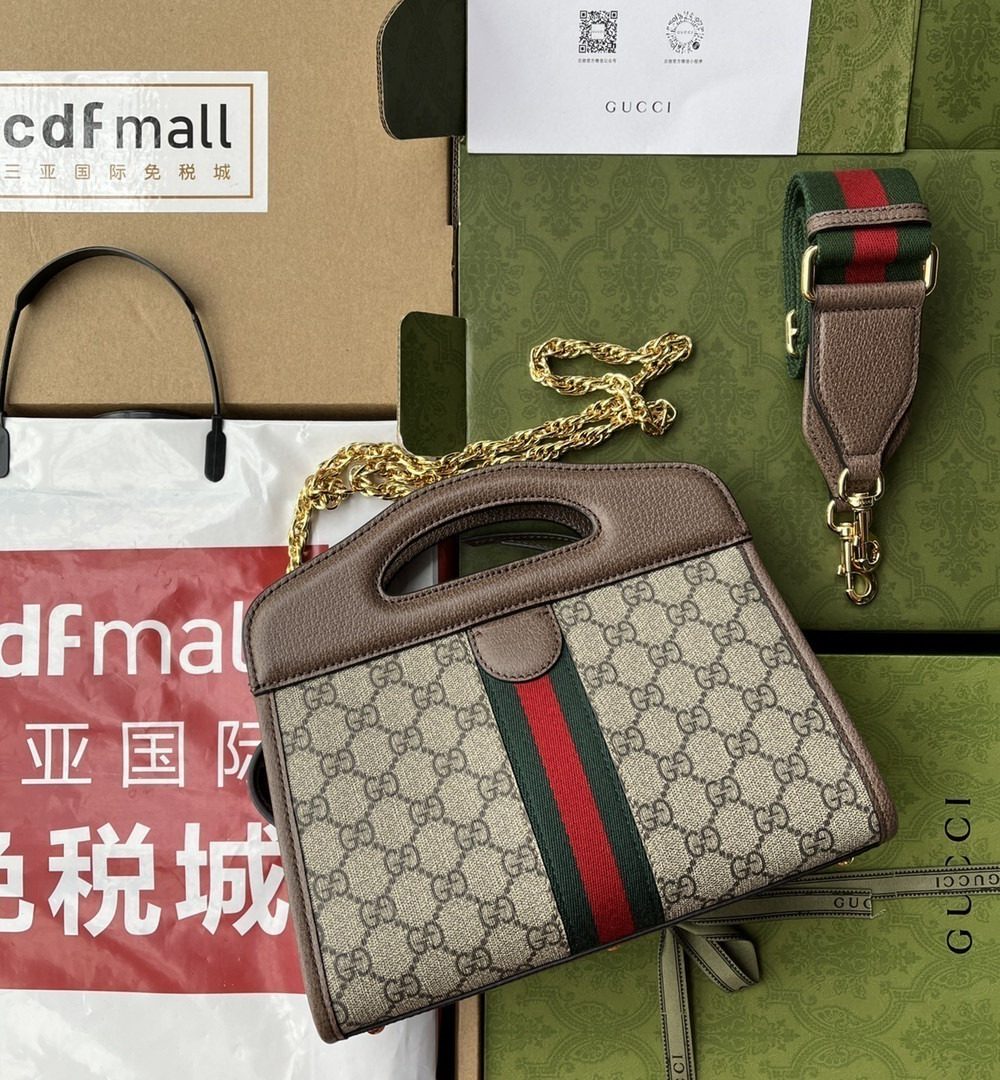 1:1 Replica Gucci Ophidia Small Tote With Web Black For Women 10in/26cm GG 693724 96IWO 8745