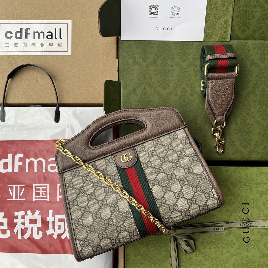 1:1 Replica Gucci Ophidia Small Tote With Web Black For Women 10in/26cm GG 693724 96IWO 8745