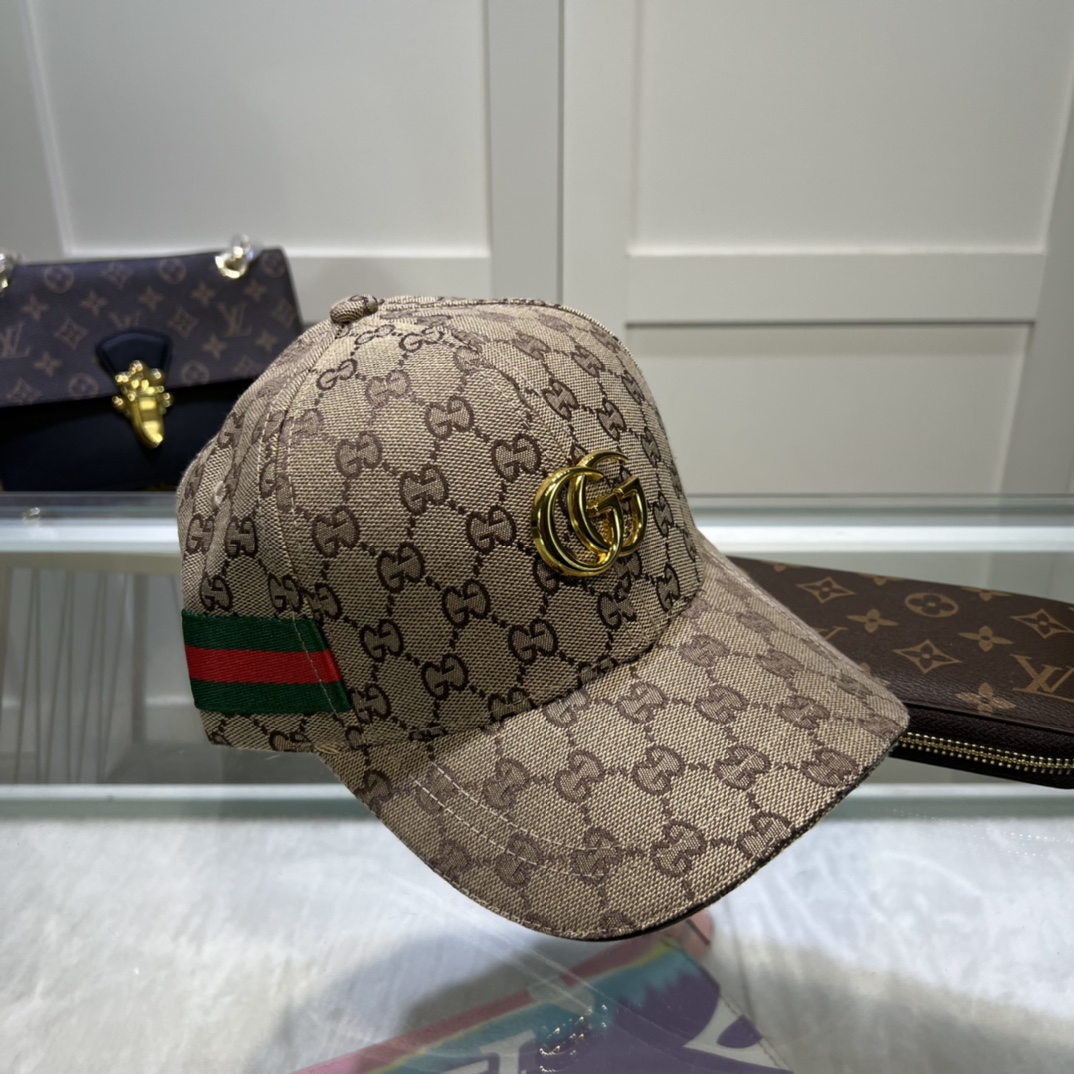 Gucci Original GG Canvas Baseball Hat With Web Beige GG Hat - Image 2