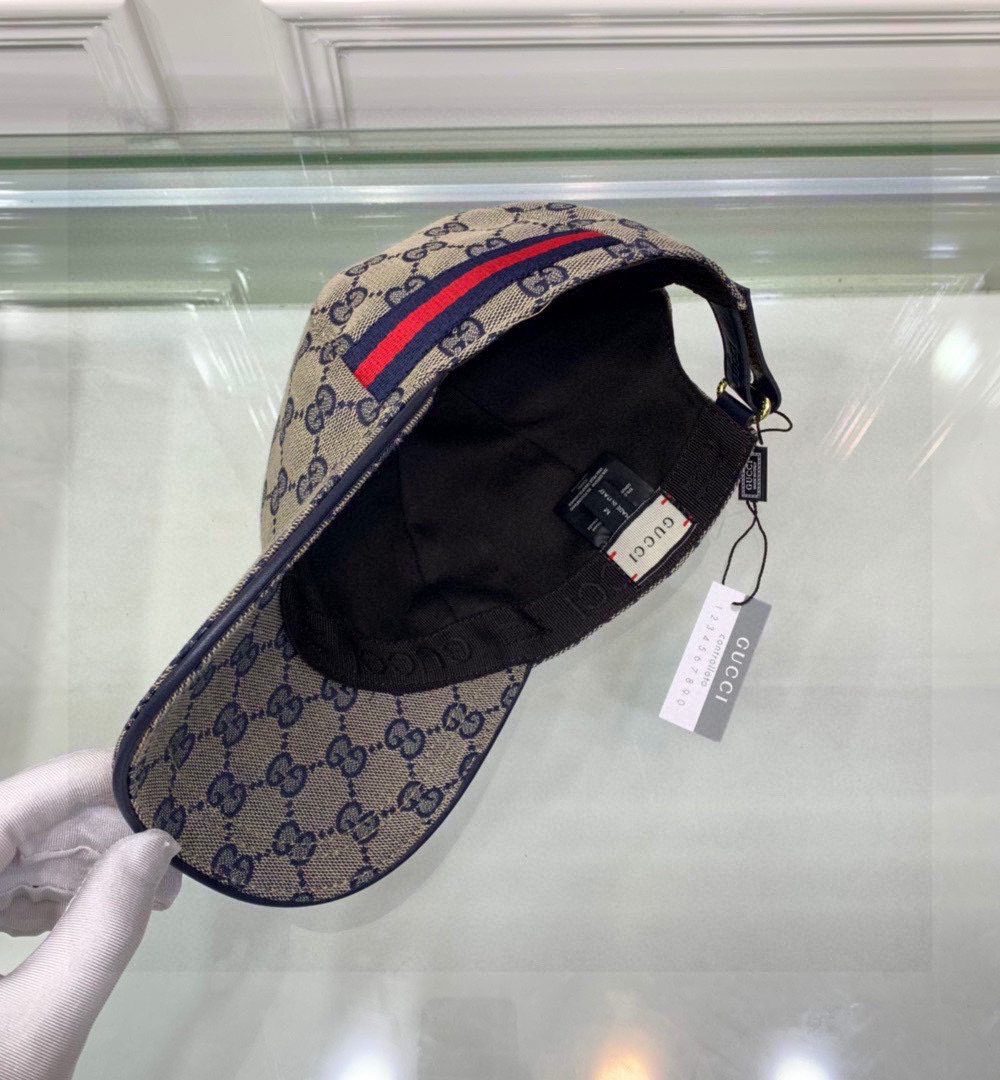 Gucci Original GG Canvas Baseball Hat With Web Beige/Blue GG Hat