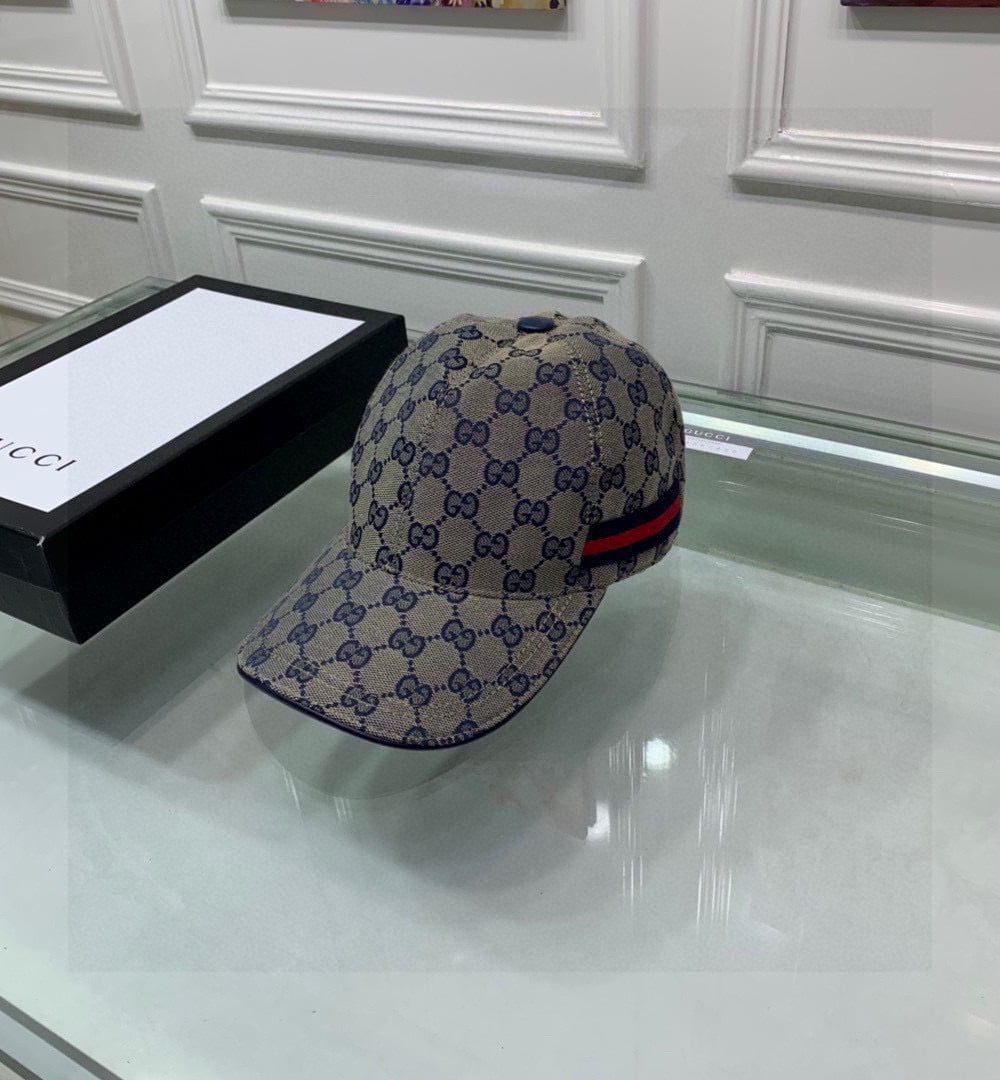 Gucci Original GG Canvas Baseball Hat With Web Beige/Blue GG Hat
