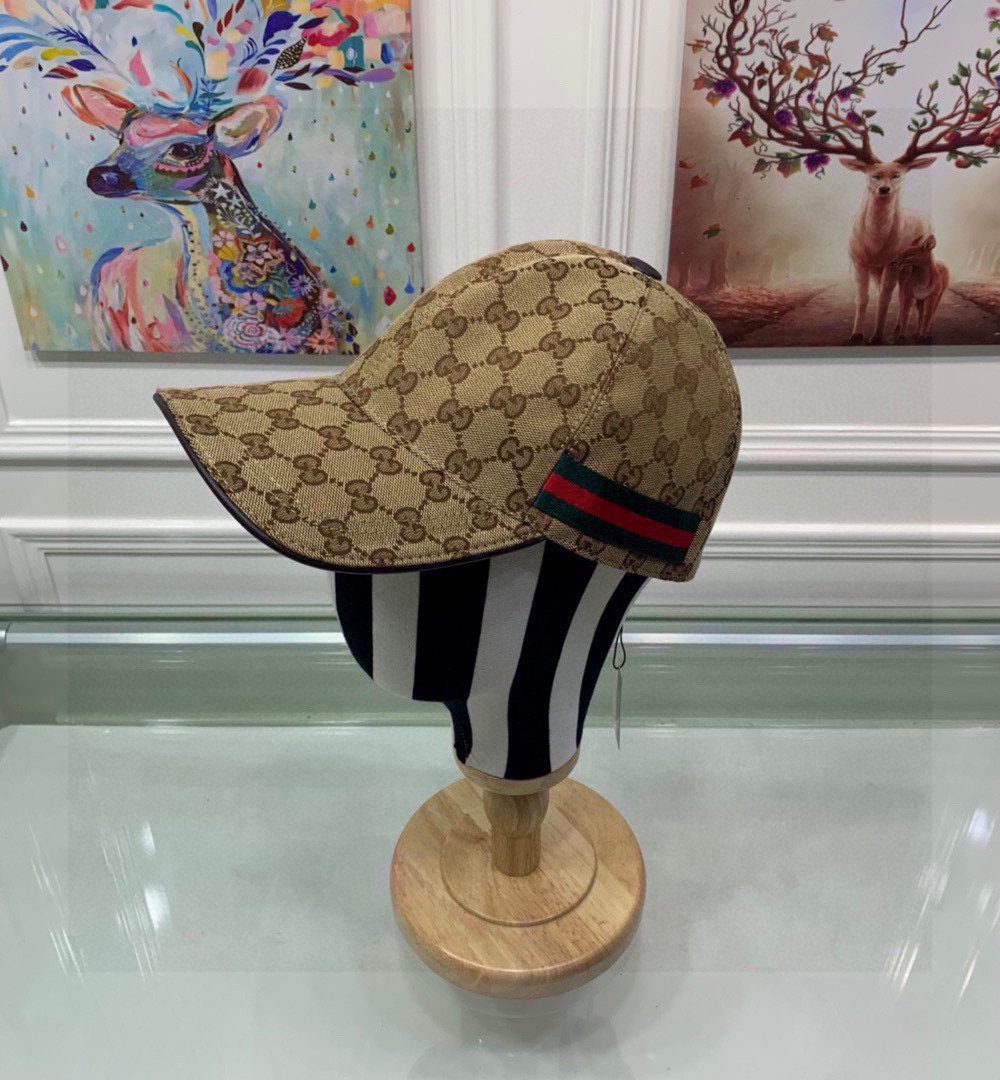 Gucci Original GG Canvas Baseball Hat With Web Beige/Ebony GG Hat