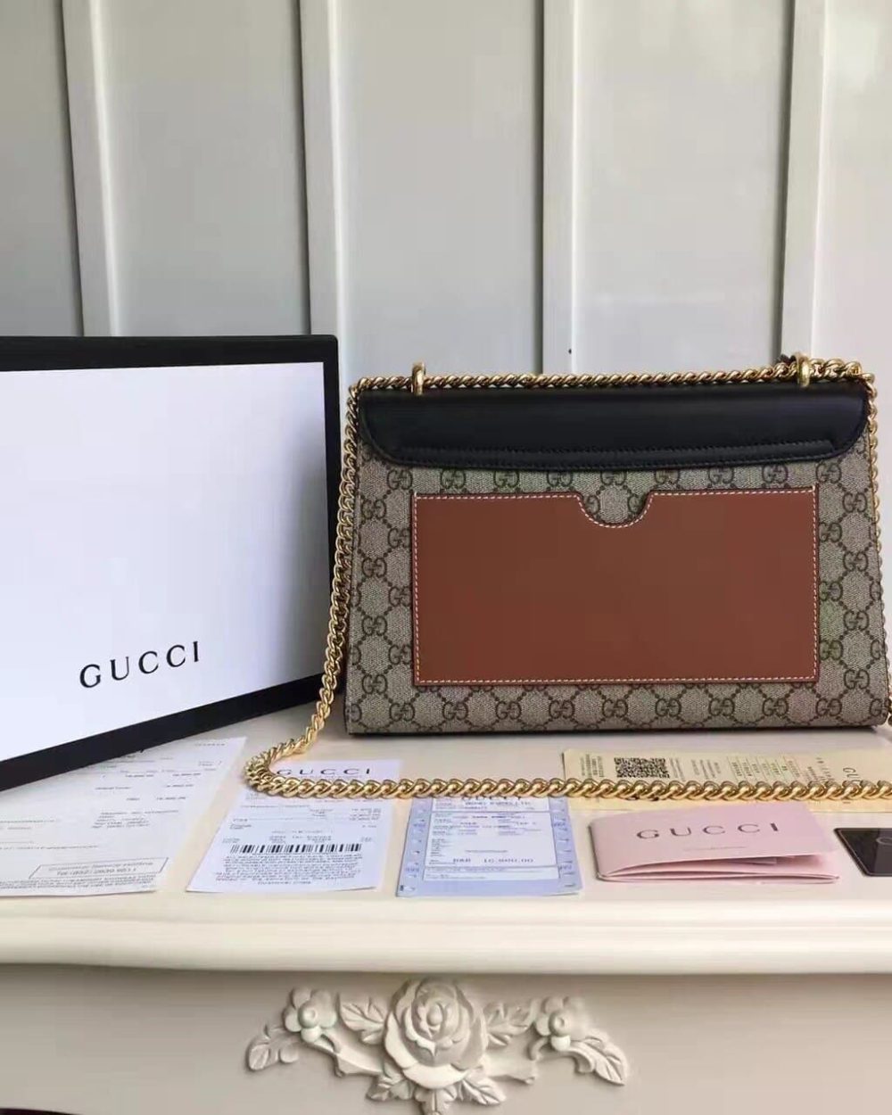 1:1 Replica Gucci Padlock Medium GG Shoulder Bag Beige/Ebony Supreme Canvas For Women, Women's Handbags, Crossbody Bags 12in/30cm GG 409486