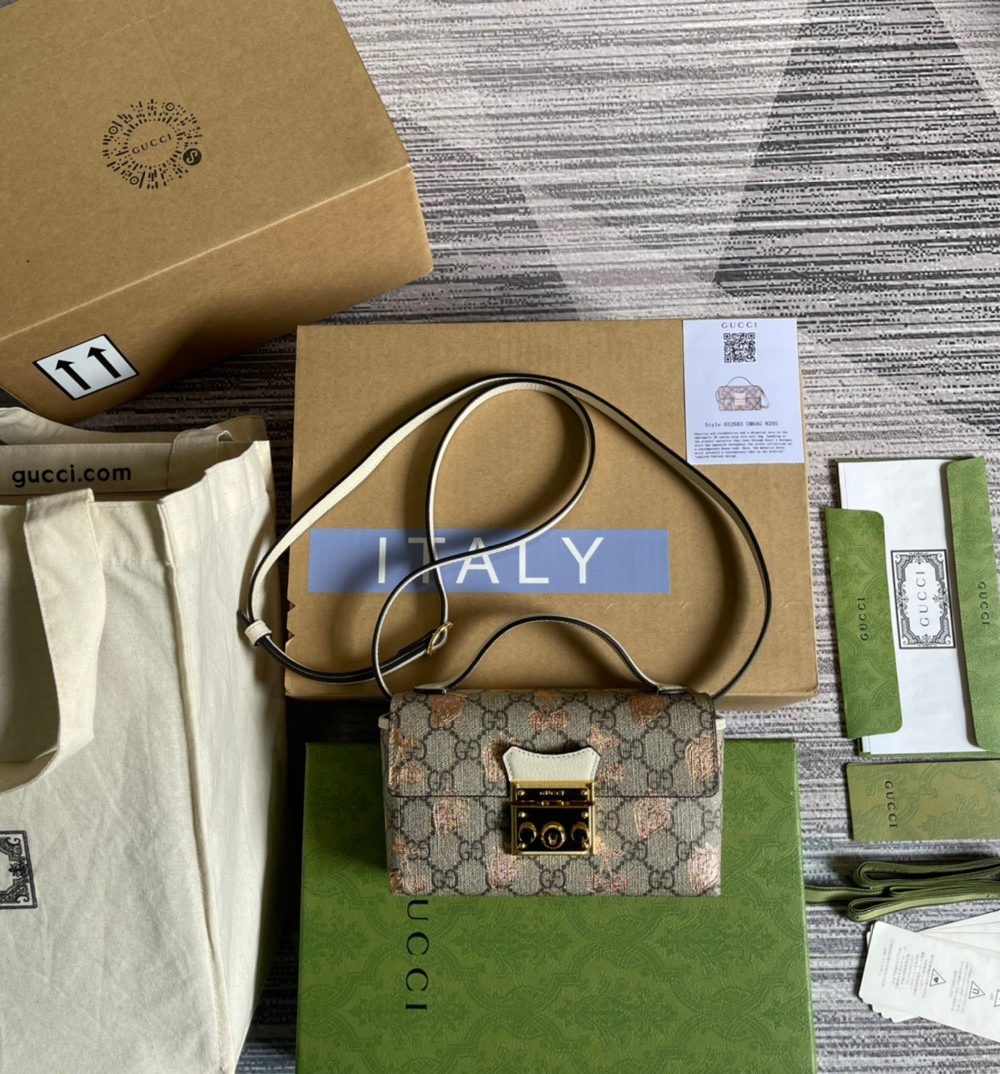 1:1 Replica Gucci Padlock Mini Bag Beige For Women, Women's Bags 7in/18cm GG