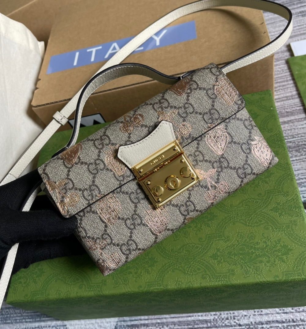 1:1 Replica Gucci Padlock Mini Bag Beige For Women, Women's Bags 7in/18cm GG