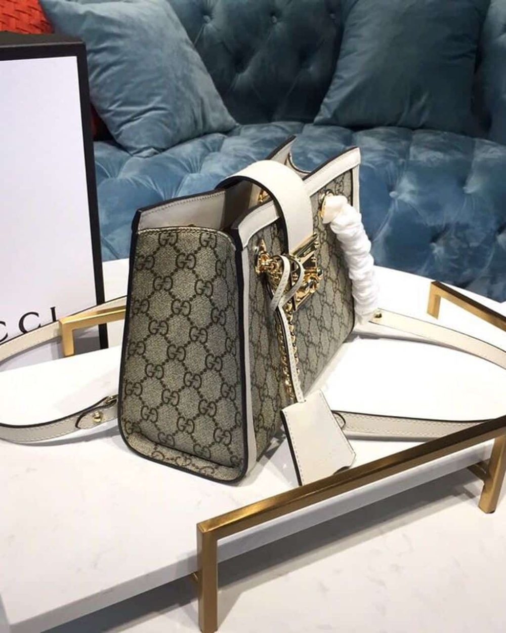 1:1 Replica Gucci Padlock Small GG Shoulder Bag A Material With Low Environmental Impact With White For Women 10in/26cm GG 498156 KHNKG 9761