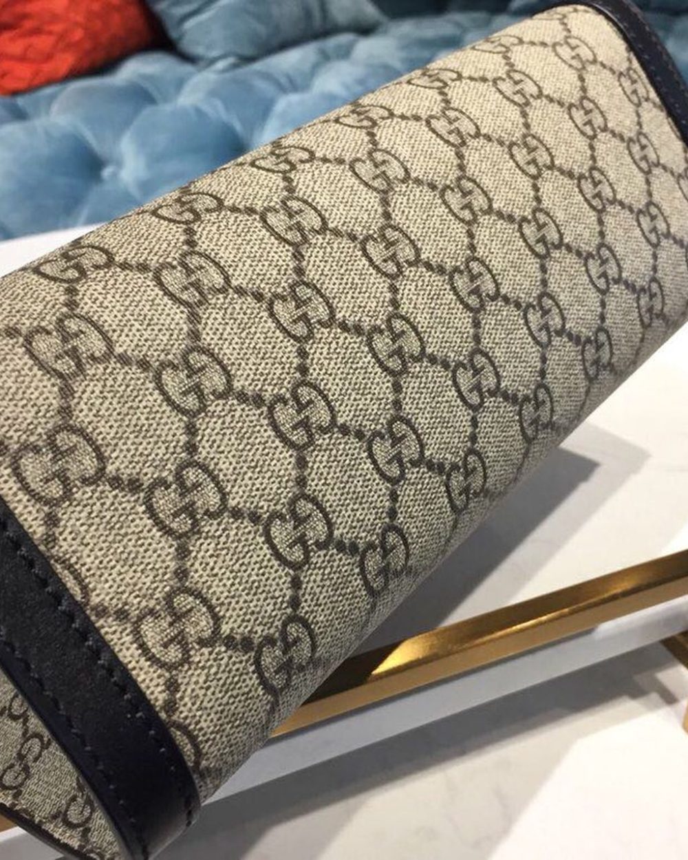 1:1 Replica Gucci Padlock Small GG Shoulder Bag Beige/Ebony GG Supreme Canvas With Black For Women 10in/26cm GG 498156 KHNKG 9769