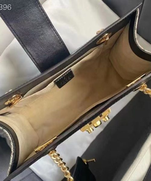 1:1 Replica Gucci Padlock Small GG Shoulder Bag Beige/Ebony GG Supreme Canvas With Black For Women 10in/26cm GG 498156 KHNKG 9769
