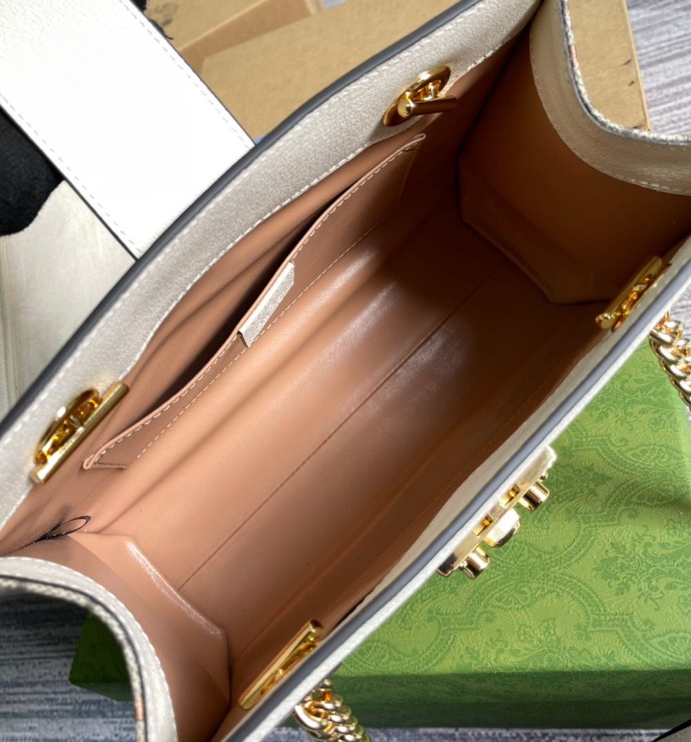 1:1 Replica Gucci Padlock Small Gucci Strawberry Shoulder Bag Beige For Women, Women's Bags 10in/26cm GG