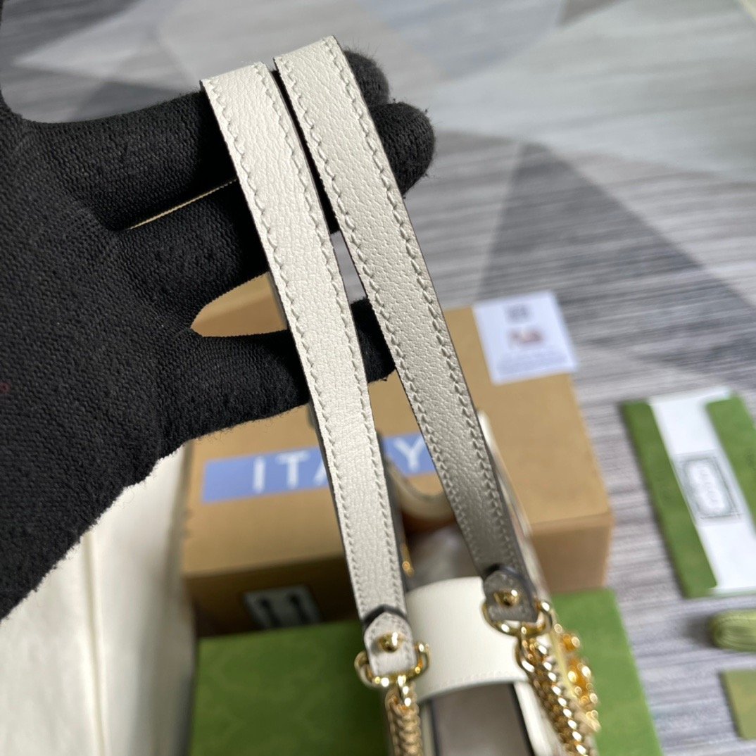 1:1 Replica Gucci Padlock Small Gucci Strawberry Shoulder Bag Beige For Women, Women's Bags 10in/26cm GG - Image 3