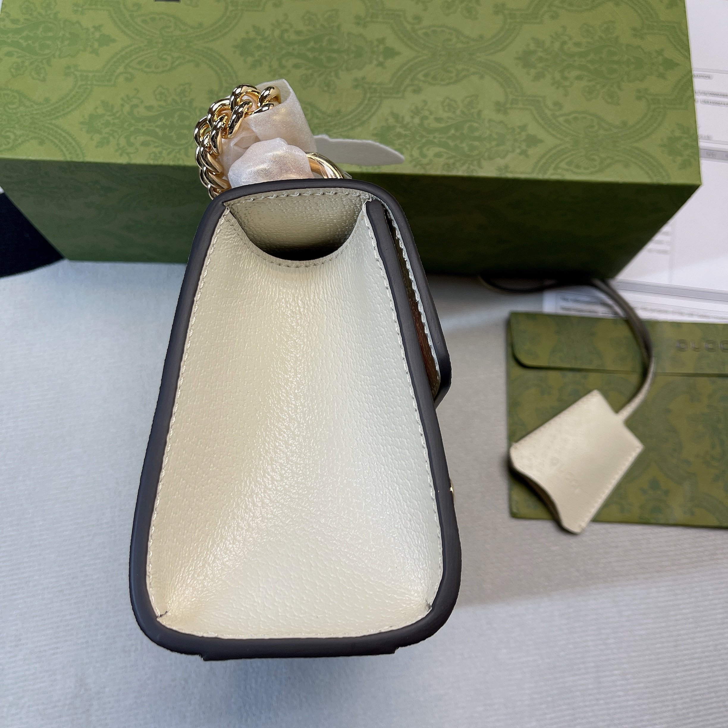 1:1 Replica Gucci Padlock Small Gucci Strawberry Shoulder Bag Beige For Women, Women's Bags 7.9in/20cm GG - Image 3