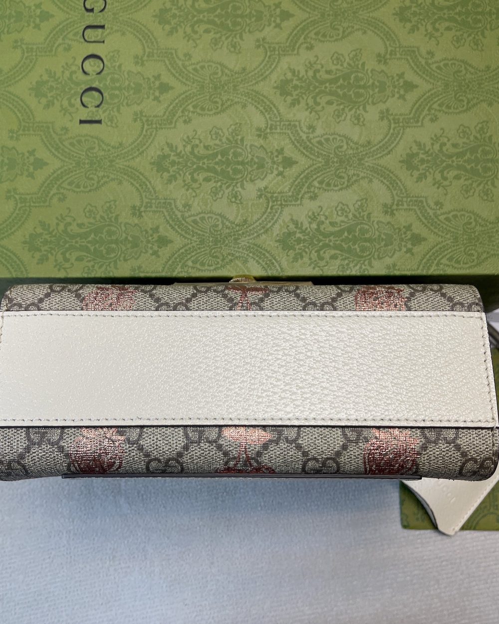 1:1 Replica Gucci Padlock Small Gucci Strawberry Shoulder Bag Beige For Women, Women's Bags 7.9in/20cm GG