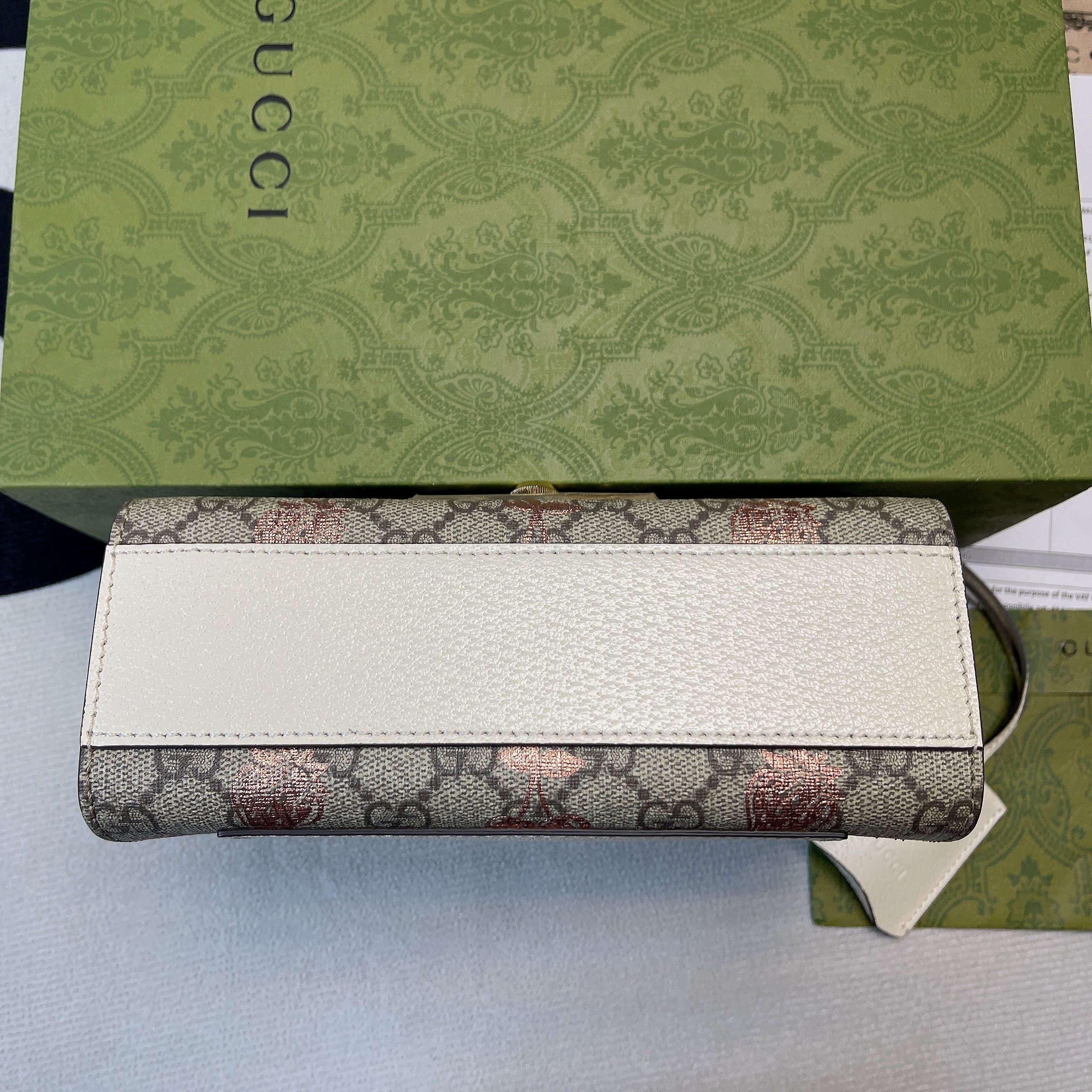 1:1 Replica Gucci Padlock Small Gucci Strawberry Shoulder Bag Beige For Women, Women's Bags 7.9in/20cm GG - Image 9