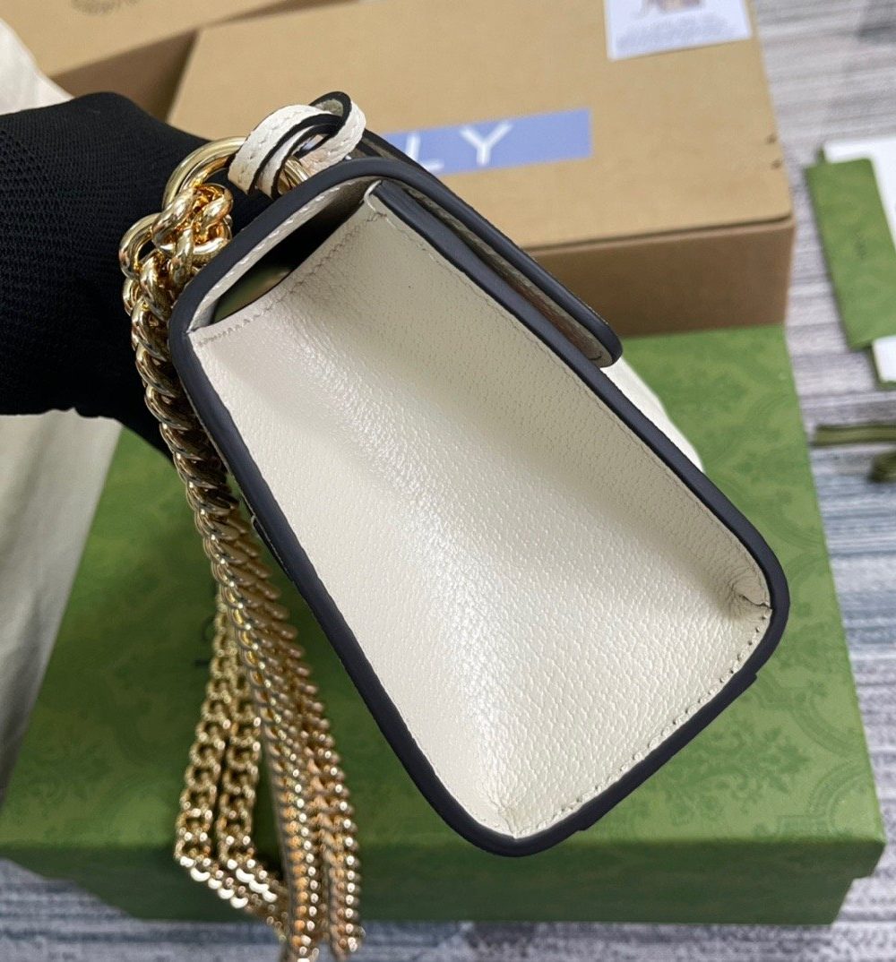 1:1 Replica Gucci Padlock Small Gucci Strawberry Shoulder Bag Beige For Women, Women's Bags 7.9in/20cm GG