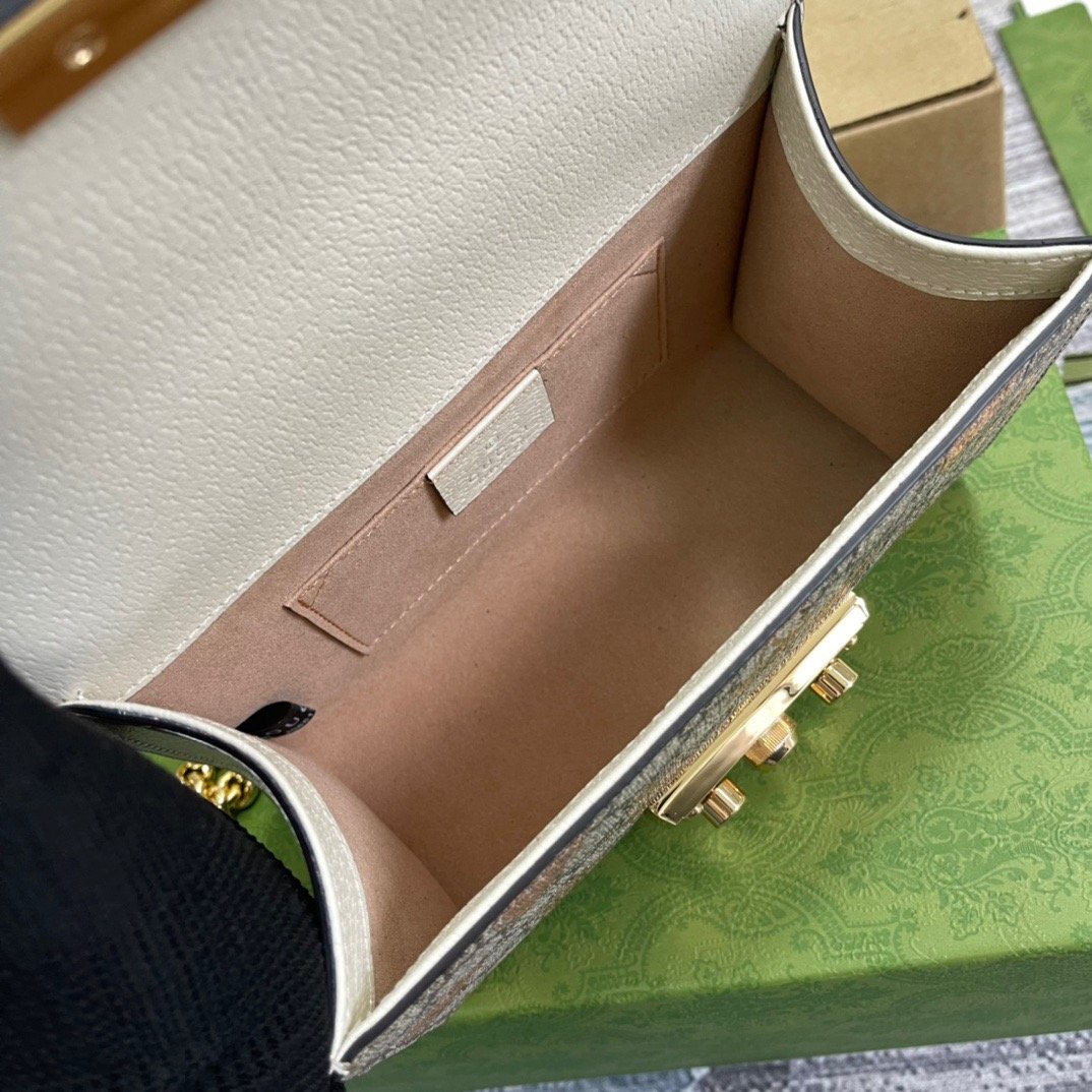 1:1 Replica Gucci Padlock Small Gucci Strawberry Shoulder Bag Beige For Women, Women's Bags 7.9in/20cm GG - Image 13