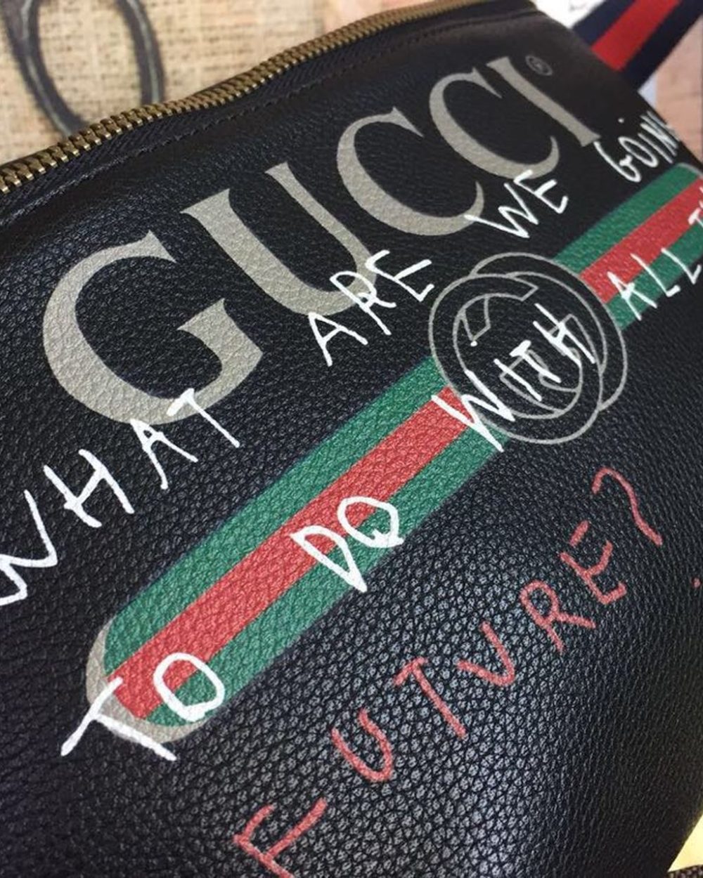 1:1 Replica Gucci Print Waist Belt Bag Black For Women And Men 15in/39cm GG 530412